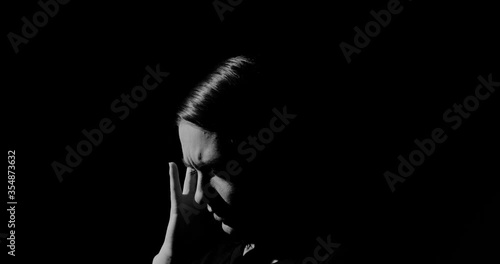 Girl has a headache, a mental disorder, abstraction