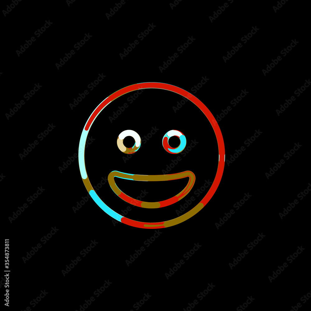 Fototapeta premium Symbol grin from multi-colored circles and stripes. Red, brown, blue, white