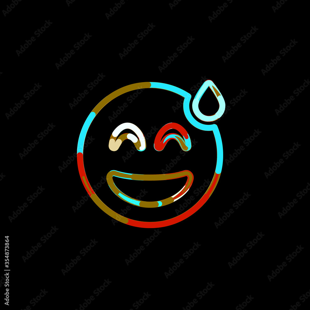 Obraz premium Symbol grin beam sweat from multi-colored circles and stripes. Red, brown, blue, white