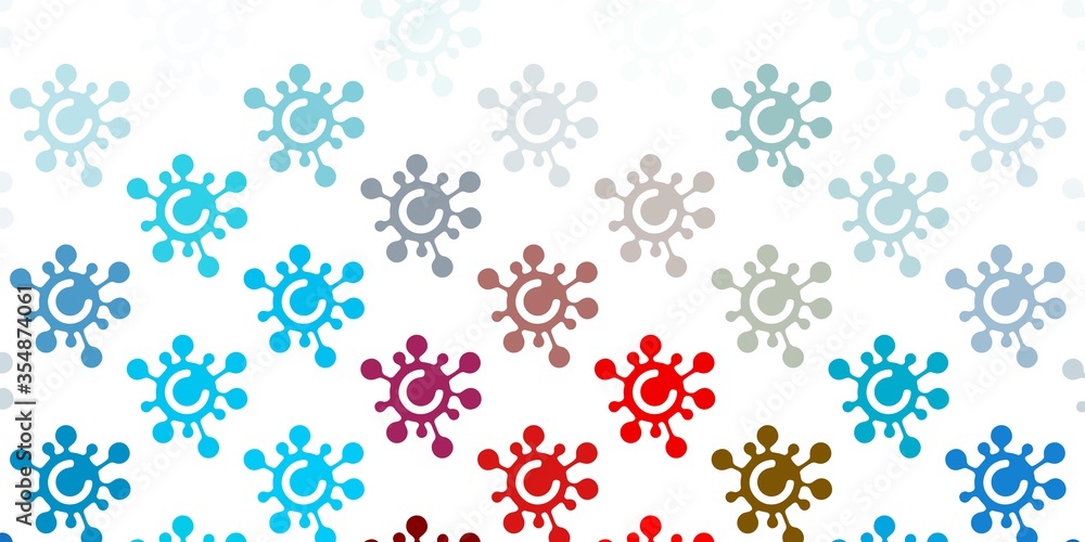 Light Blue, Red vector backdrop with virus symbols.