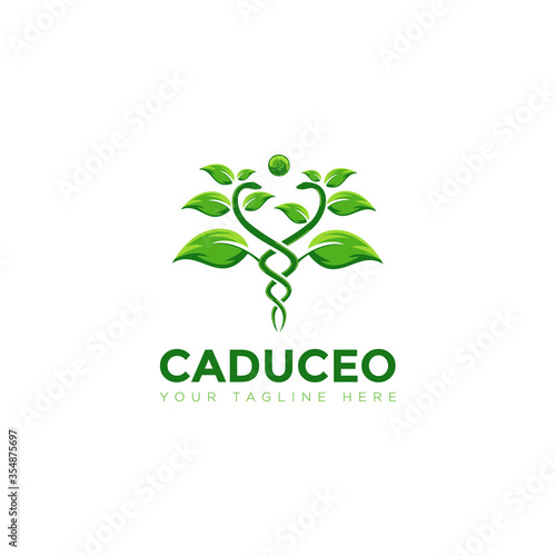 caduceo logo,  creative Plant snake vector
