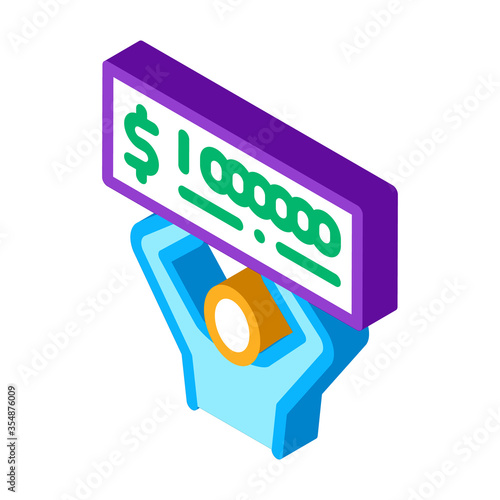 Winner with Check Million Icon Vector. Isometric Winner with Check Million sign. color isolated symbol illustration