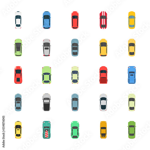 Popular Color Cars Flat Icons  photo