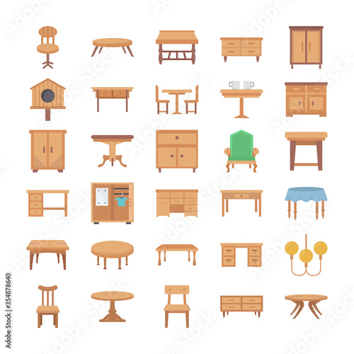 Home Interior Flat Vector Icons  © Vectors Market