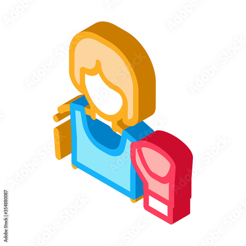 Boxer Woman Icon Vector. Isometric Boxer Woman sign. color isolated symbol illustration