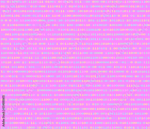 Vaporwave and retrowave background with binary code in pastel colors. Retro 80's style.