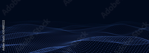 Abstract digital wave of particles. Futuristic point wave. Technology background vector. Vector illustration