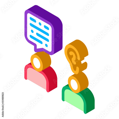 Speak And Listen Icon Vector. Isometric Speak And Listen sign. color isolated symbol illustration