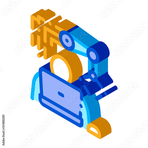 Programming Robot Icon Vector. Isometric Programming Robot sign. color isolated symbol illustration