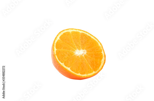 Sliced orange on a white  isolated background.
