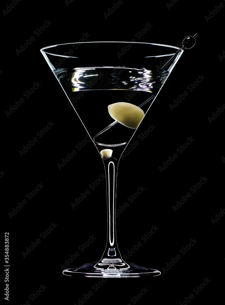 martini glass with olive