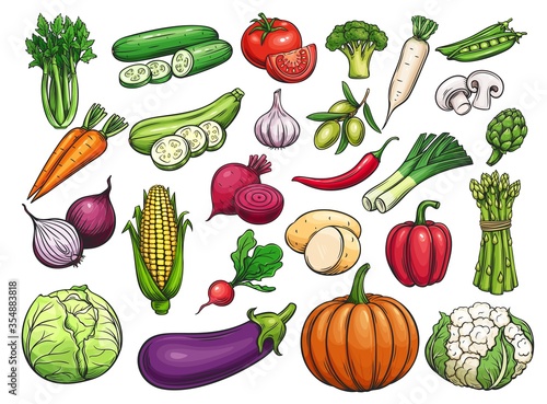 vegetables icons set