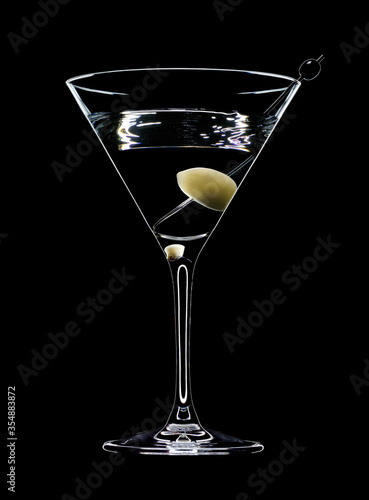 martini glass with olive