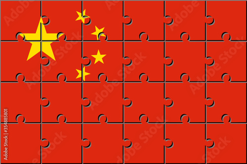 china flag made with jigsaw puzzle pieces