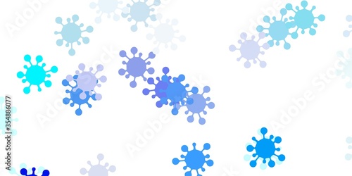 Light blue vector backdrop with virus symbols. © Guskova