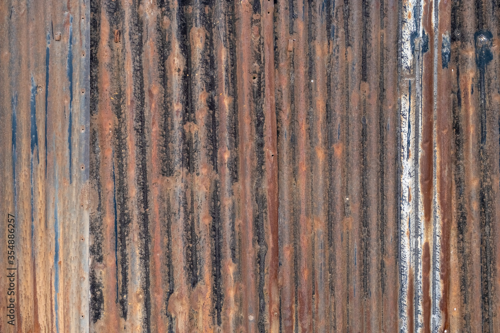 Rusty corrugated  galvanized iron plate