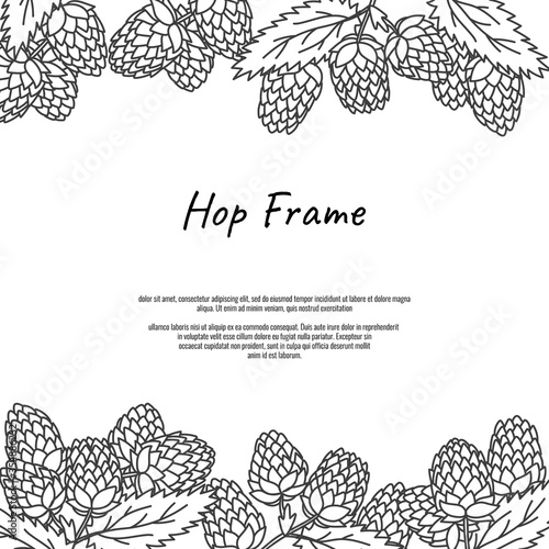 Beer hop frame. Vintage beer design template. Hand drawn doodle style beer fest flyer concept