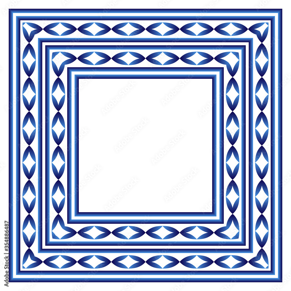Ceramic tile border pattern. Islamic, indian, arabic motifs. Damask border seamless pattern. Porcelain ethnic bohemian background. Ceramic tile border pattern. Islamic, indian, arabic motifs. Damask border seamless pattern. Porcelain ethnic bohemian background.