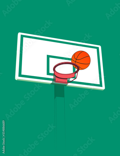 basketball 3d hoop and ball stylized illustrtion