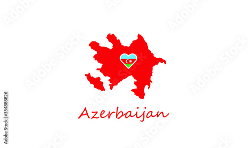 Azerbaijan map love symbol heart country flag vector illustraiton