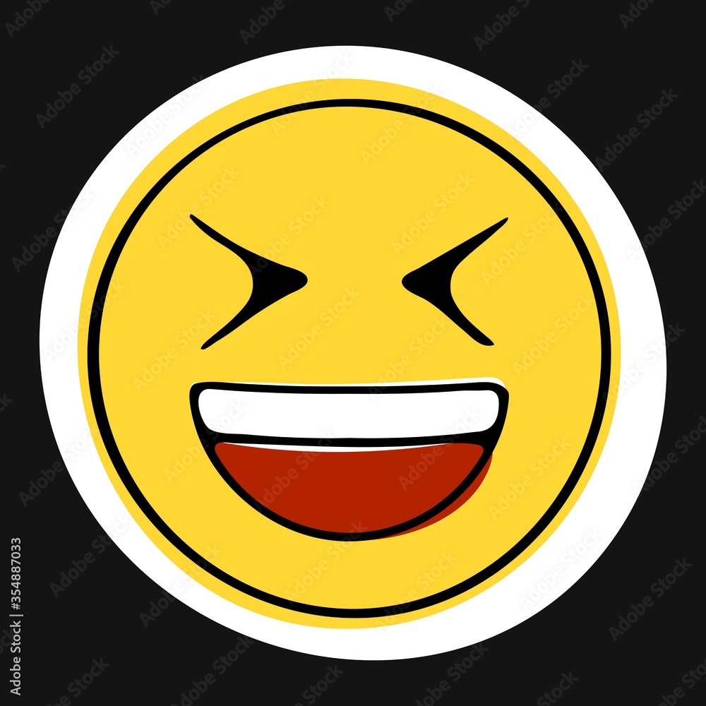 Grinning Squinting Face Doodle Emoji. Vector illustration Grinning Squinting Face Doodle Emoji. Vector illustration