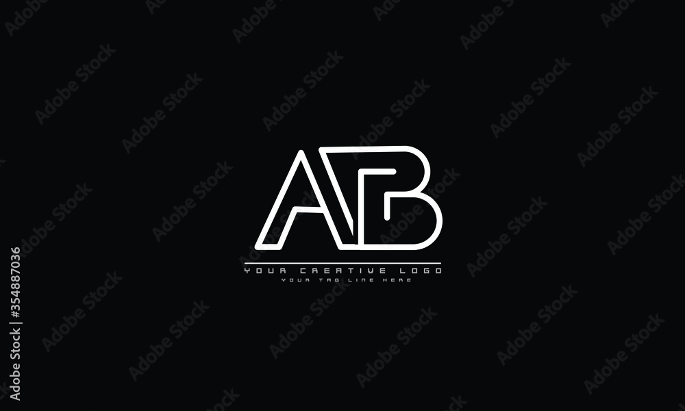 AB BA abstract vector logo monogram template - obrazy, fototapety, plakaty 