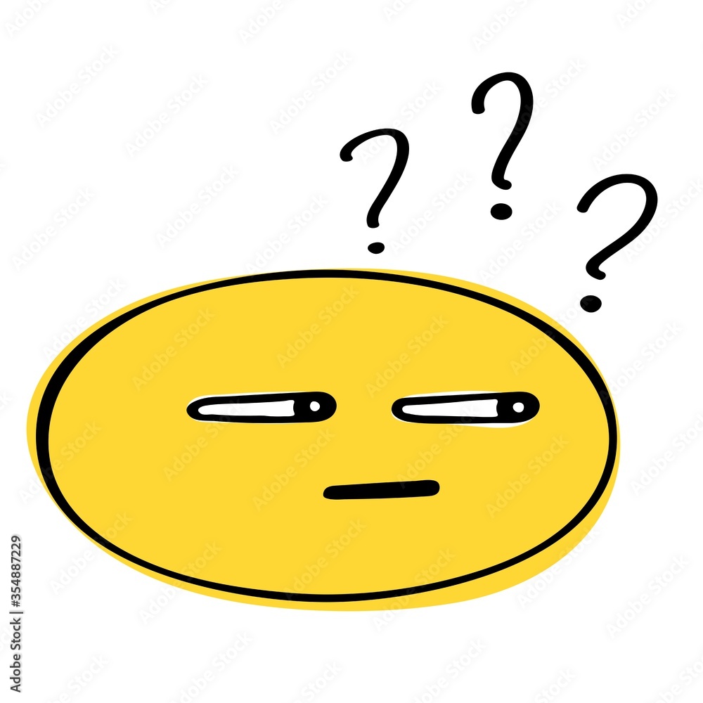 Suspicious Face with question marks. Vector illustration Stock Vector |  Adobe Stock