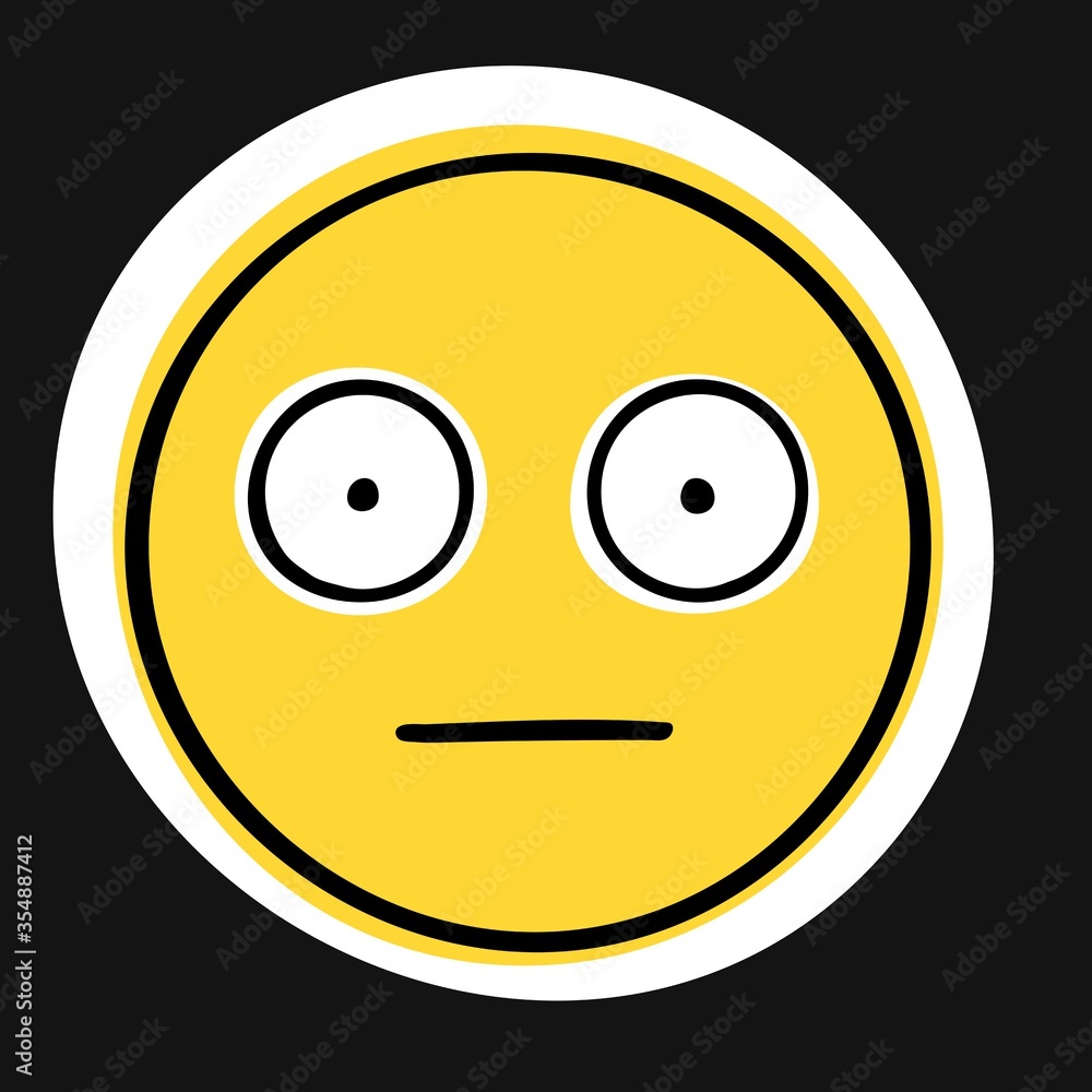 Fototapeta premium Flushed face doodle emoji.