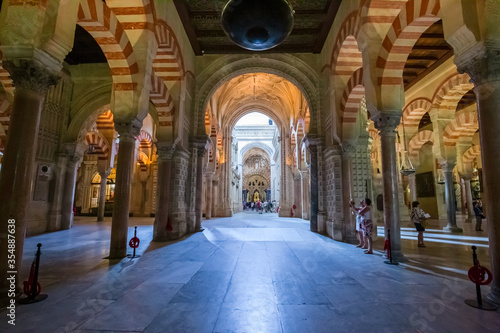 Forest of columns inside the Mezquita  Cathedral of C  rdoba  Spain.