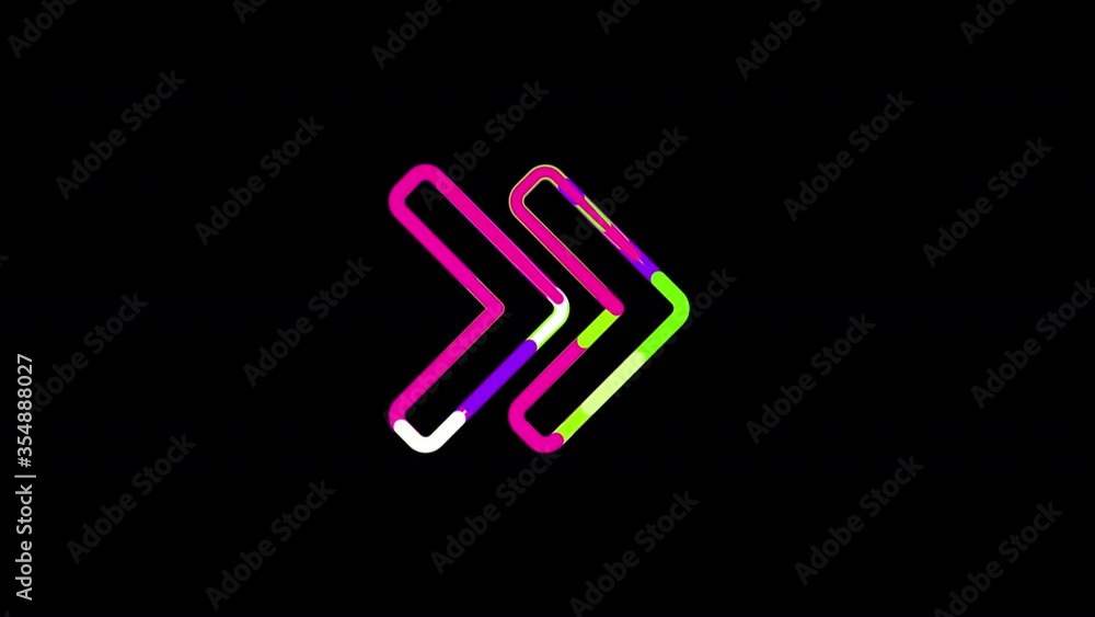 Circles gather in symbol chevron double right. After it crumbles in a line and moves to the camera. Alpha channel black Circles gather in symbol chevron double right. After it crumbles in a line and moves to the camera. Alpha channel black