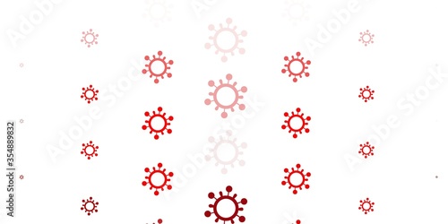 Light Red vector background with covid-19 symbols.