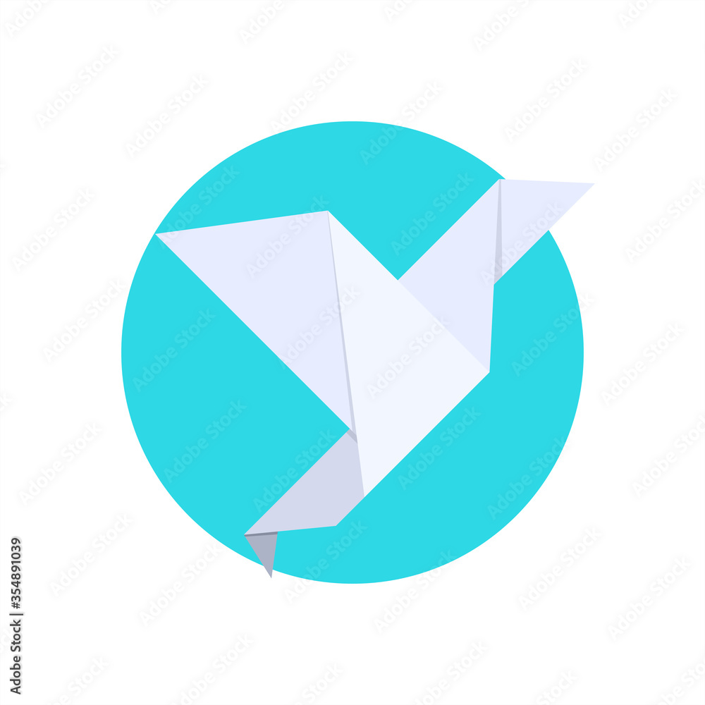 Origami Paper Bird Icon Round Background Origami Paper Bird Icon Round Background