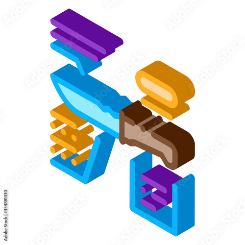 Knife Description Icon Vector. Isometric Knife Description sign. color isolated symbol illustration