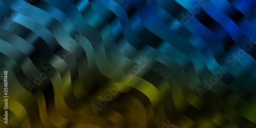 Light Blue, Yellow vector pattern with lines. Illustration in halftone style with gradient curves. Pattern for websites, landing pages.