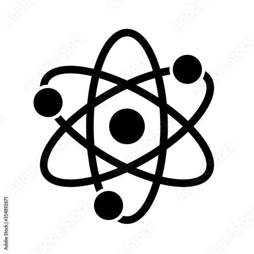 Simple Atom with Electrons Icon. Vector Image.