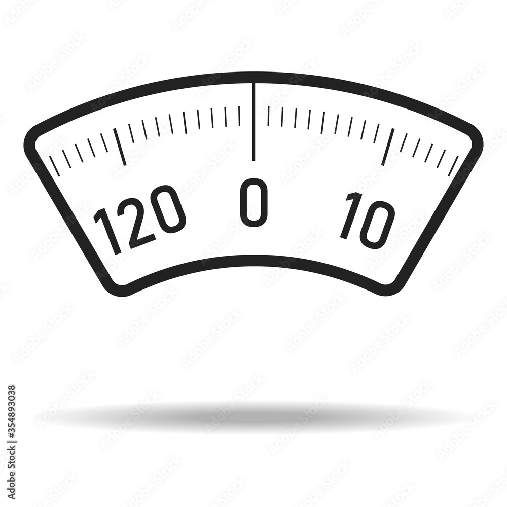 Scales. Floor scales dial with shadow Isolated on white background. Vector, cartoon illustration of weights. Scales. Floor scales dial with shadow Isolated on white background. Vector, cartoon illustration of weights.