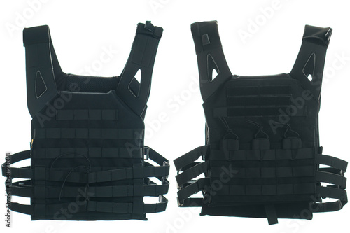 Bulletproof vest isolated on white background. back and front photo