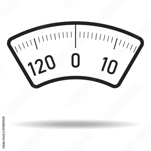 Scales. Floor scales dial with shadow Isolated on white background. Vector, cartoon illustration of weights.