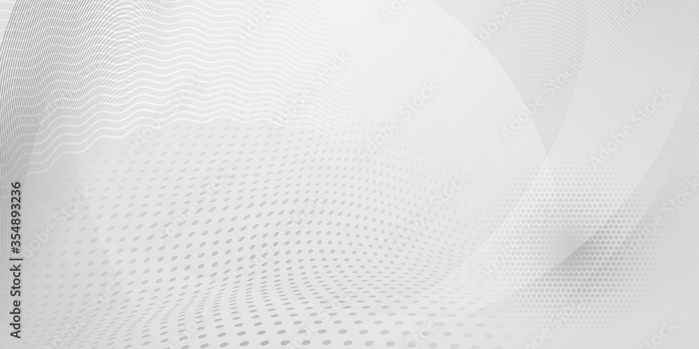 Abstract background made of halftone dots and curved lines in white and gray colors Abstract background made of halftone dots and curved lines in white and gray colors