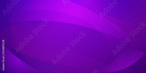Abstract background made of halftone dots and curved lines in purple colors