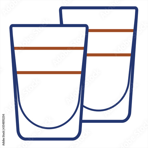 Vector line art minimalist stroke stylized alcohol cocktail logo illustration. 2 layered shot shooters glass. For card, poster, banner, restaurant menu for beach party event, website or blog recipe