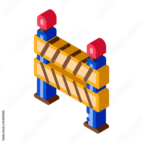 Road Barrier Icon Vector. Isometric Road Barrier sign. color isolated symbol illustration