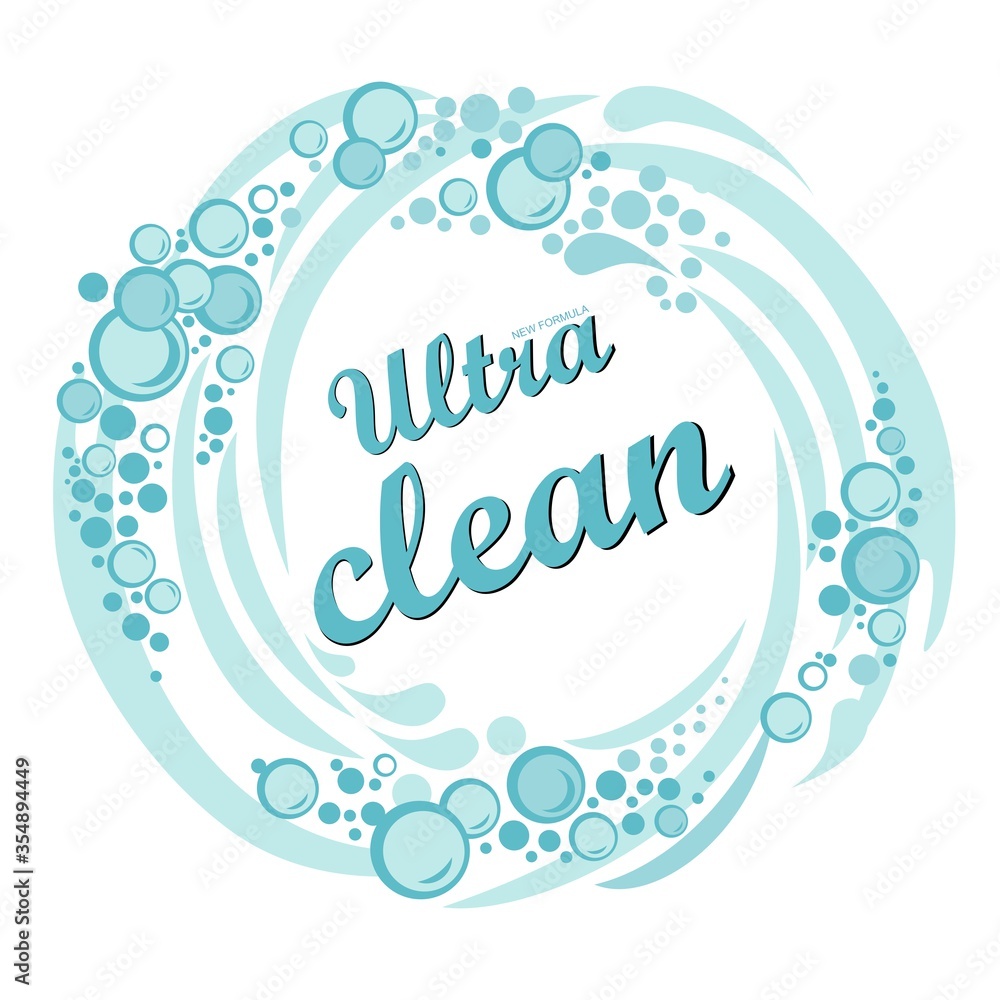 Ultra clean. Soap design product. Soap wash background. Laundry detergent package design. Toilet or bathroom tub cleanser. Washing machine soap powder. Packaging template. Antibacterial soap. 