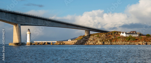 Canvas Print Skye Bridge and Lighthouse  on Eilean Ban across Kyle Akin