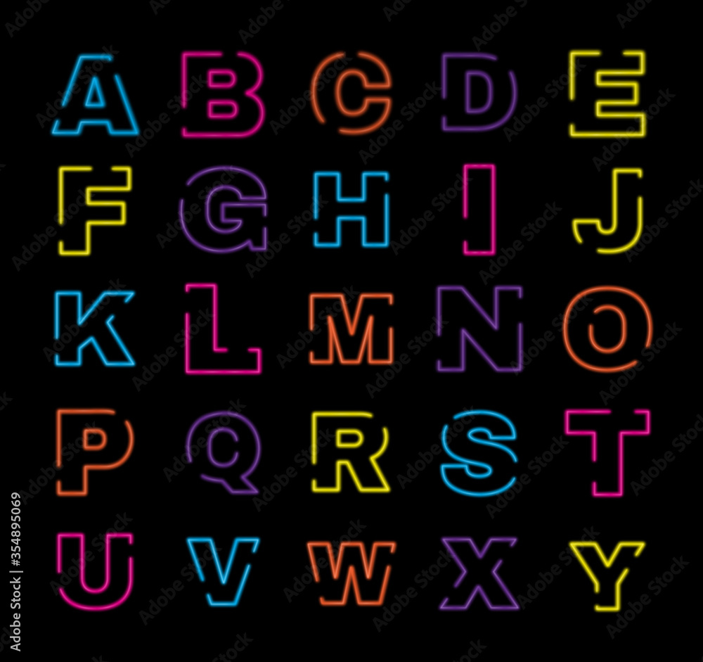 Neon Alphabet Letters Illustration 