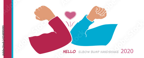 Elbow Bump Handshake, Quarantine, Social Distance Methods to prevent transmission of infection virus, corona, covid-19 influenza Coronavirus epidemic protective equipment pandemic meeting people sign