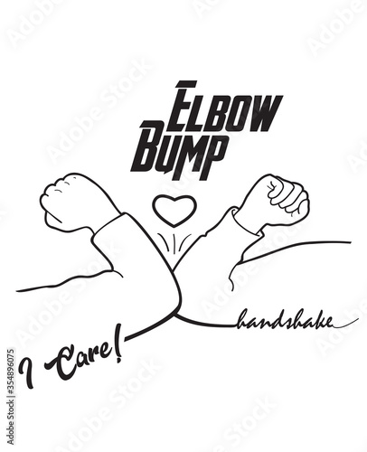 Elbow Bump Handshake, Quarantine, Social Distance Methods to prevent transmission of infection virus, corona, covid-19 influenza Coronavirus epidemic protective equipment pandemic meeting people sign