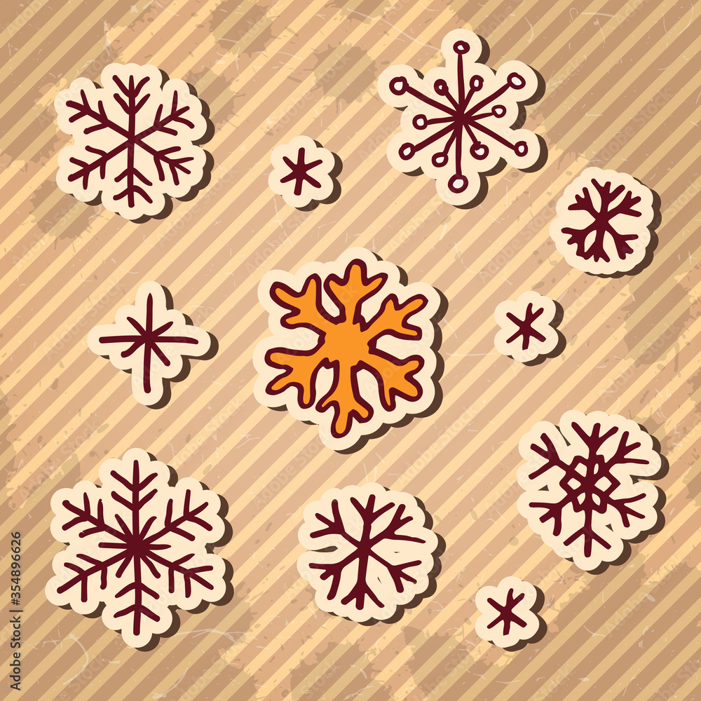 Snowflakes, Christmas design elements set