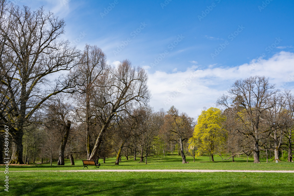 View of Traskanda Manor (Aurora Park) in spring, Espoo, Finland