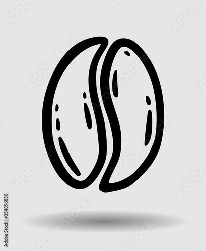 Roasted coffee bean icon, caffeine symbol